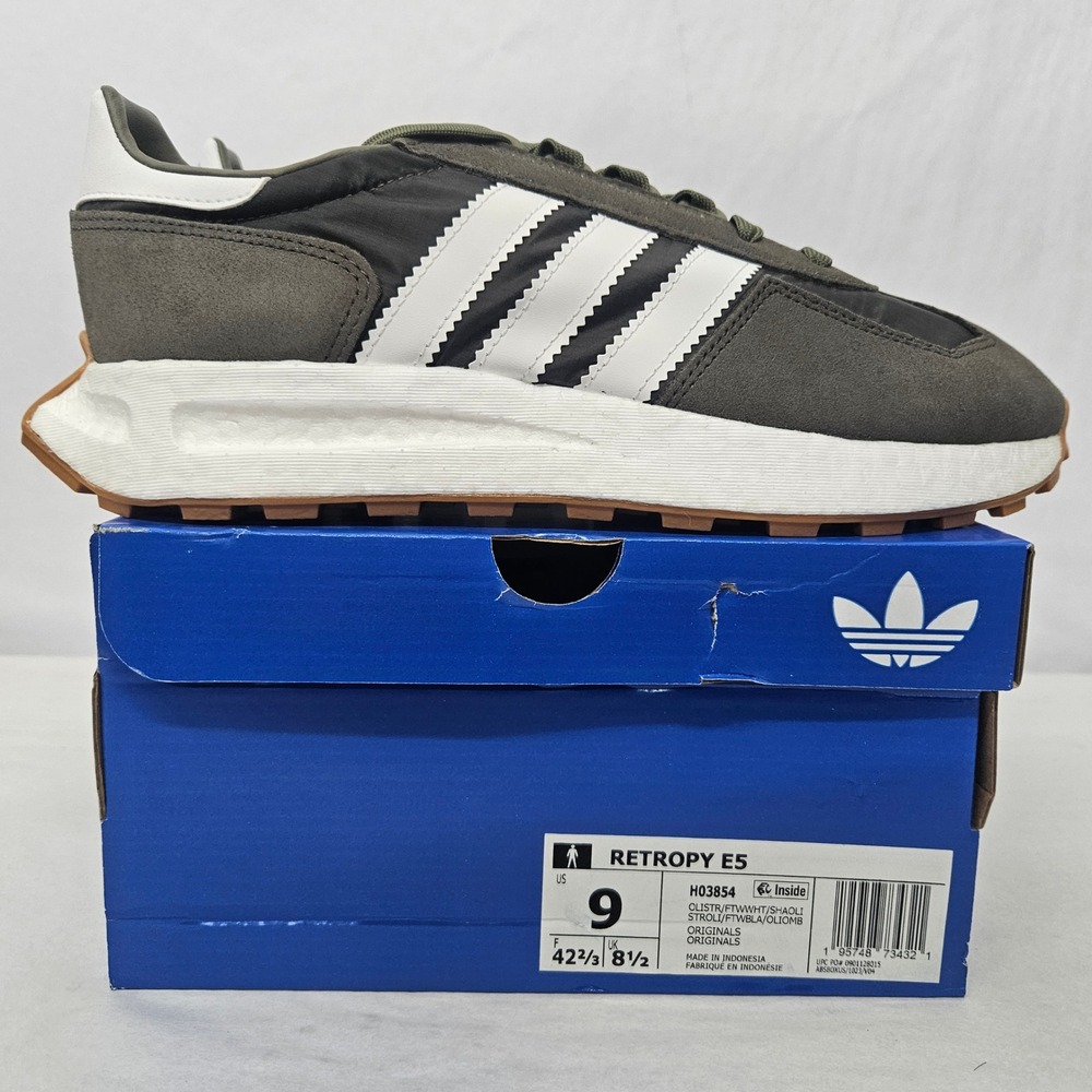 Adidas Retropy E5 Casual Sneakers H03854 Olive White Gray Boost Mens Size 9